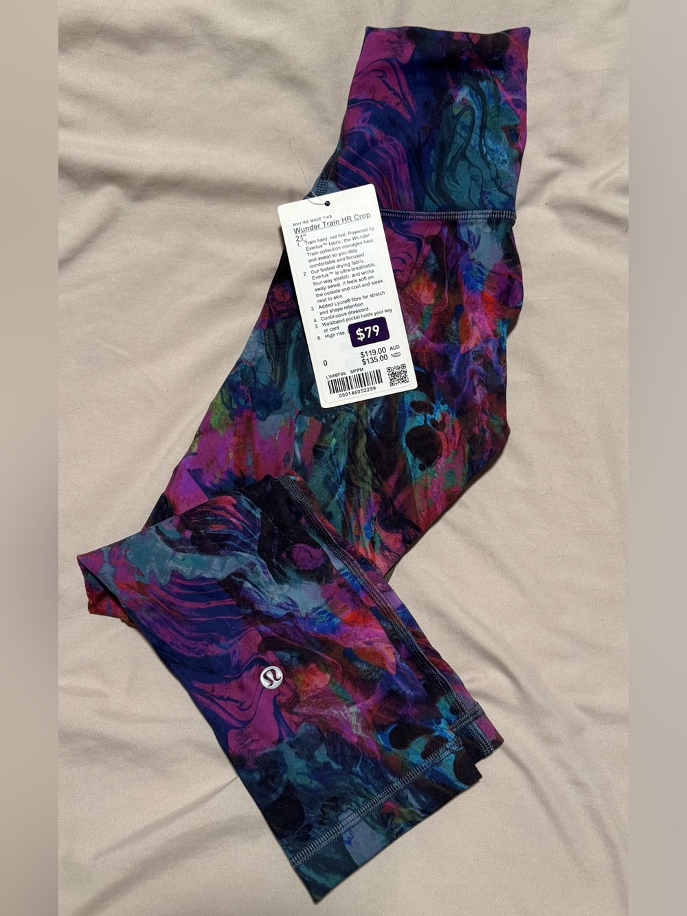 Lululemon Wunder Train High-Rise Crop 21” - Multicolor Marble Print